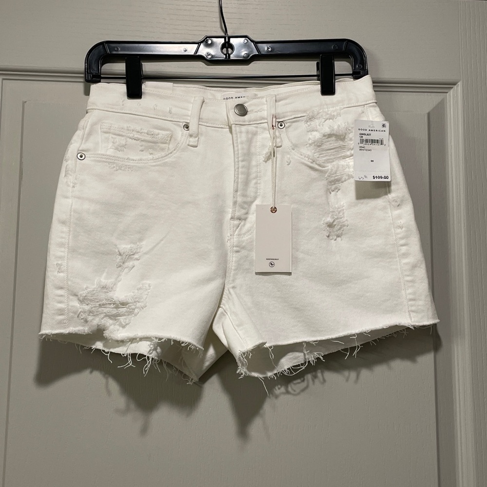 NWT Good American White Jean Shorts 00/24